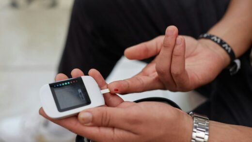 a person blood glucose testing using gluco-meter